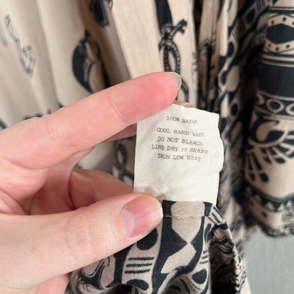 Spell & The Gypsy Beige & Black Thunderbird Totem Patterned Kimono Cardigan - Picture 6 of 12